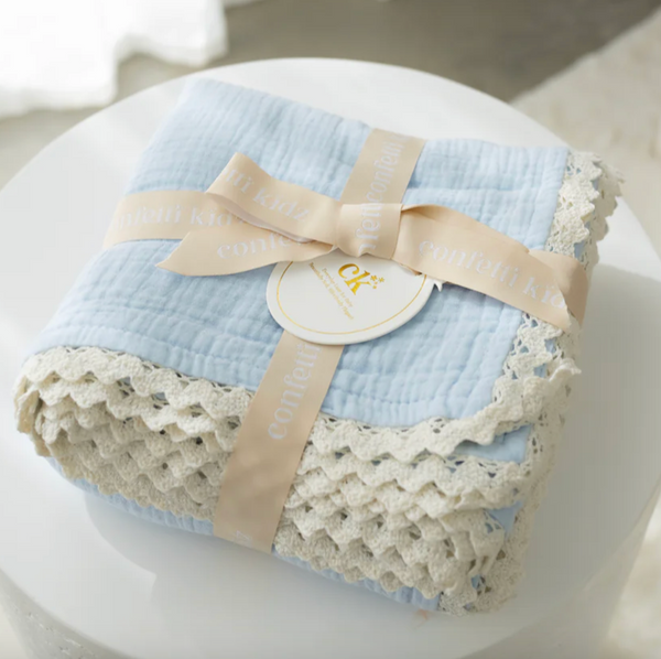 Classic Muslin Blanket - Soft Blue - Confetti Kidz