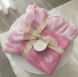 Frilly Knit Blanket - Strawberry Kisses - Confetti Kidz