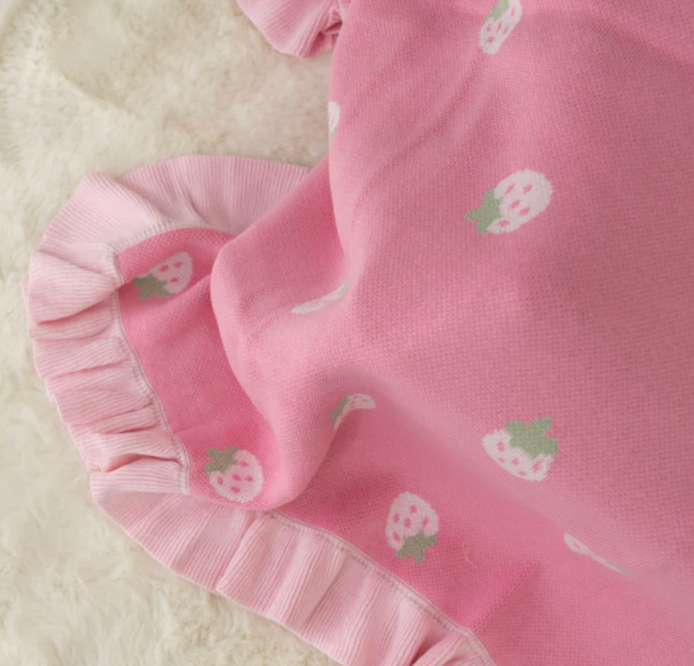 Frilly Knit Blanket - Strawberry Kisses - Confetti Kidz