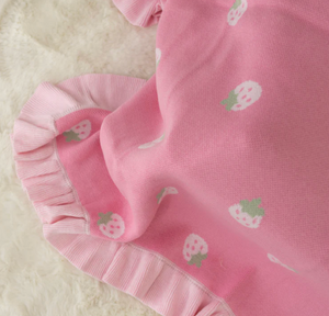 Frilly Knit Blanket - Strawberry Kisses - Confetti Kidz