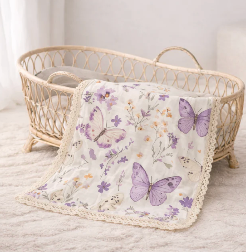 Lilac Butterflies - Muslin Blanket - Confetti Kidz