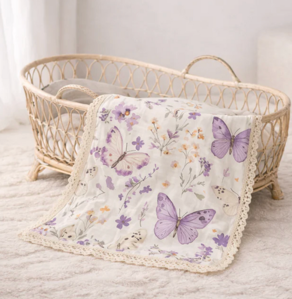 Lilac Butterflies - Muslin Blanket - Confetti Kidz
