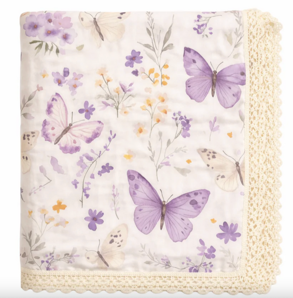 Lilac Butterflies - Muslin Blanket - Confetti Kidz