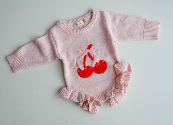 Cherry Bow Frill Romper - Petite & Co