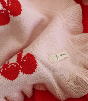 Frill Cherry Bow Blanket - Reversible - Petite & Co