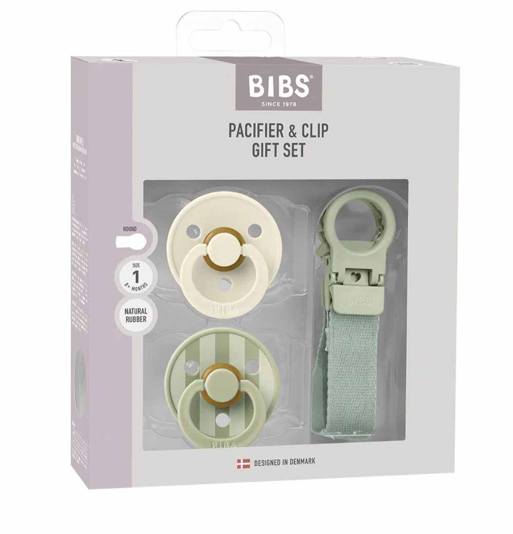 Colour Dummy & Loop Clip Gift Set - Sage - Bibs Denmark