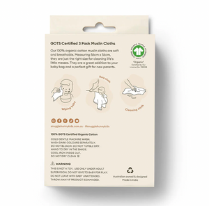 Small Organic Muslin Cloths 3 Pack - Bears/Olive/Pebble - Snuggle Hunny