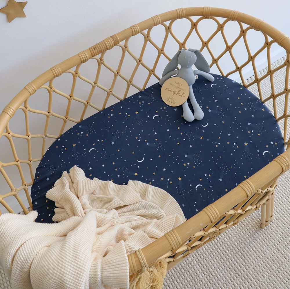 Starry Night Organic Bassinet Sheet / Change Pad Cover - Snuggle Hunny