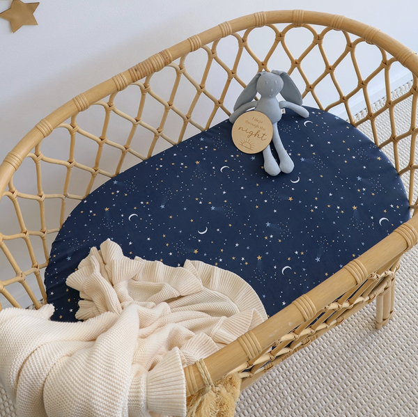 Starry Night Organic Bassinet Sheet / Change Pad Cover - Snuggle Hunny