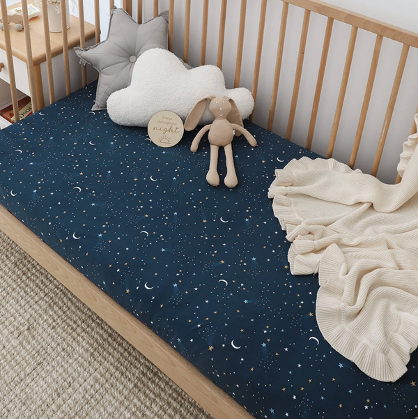 Starry Night Organic Fitted Cot Sheet - Snuggle Hunny