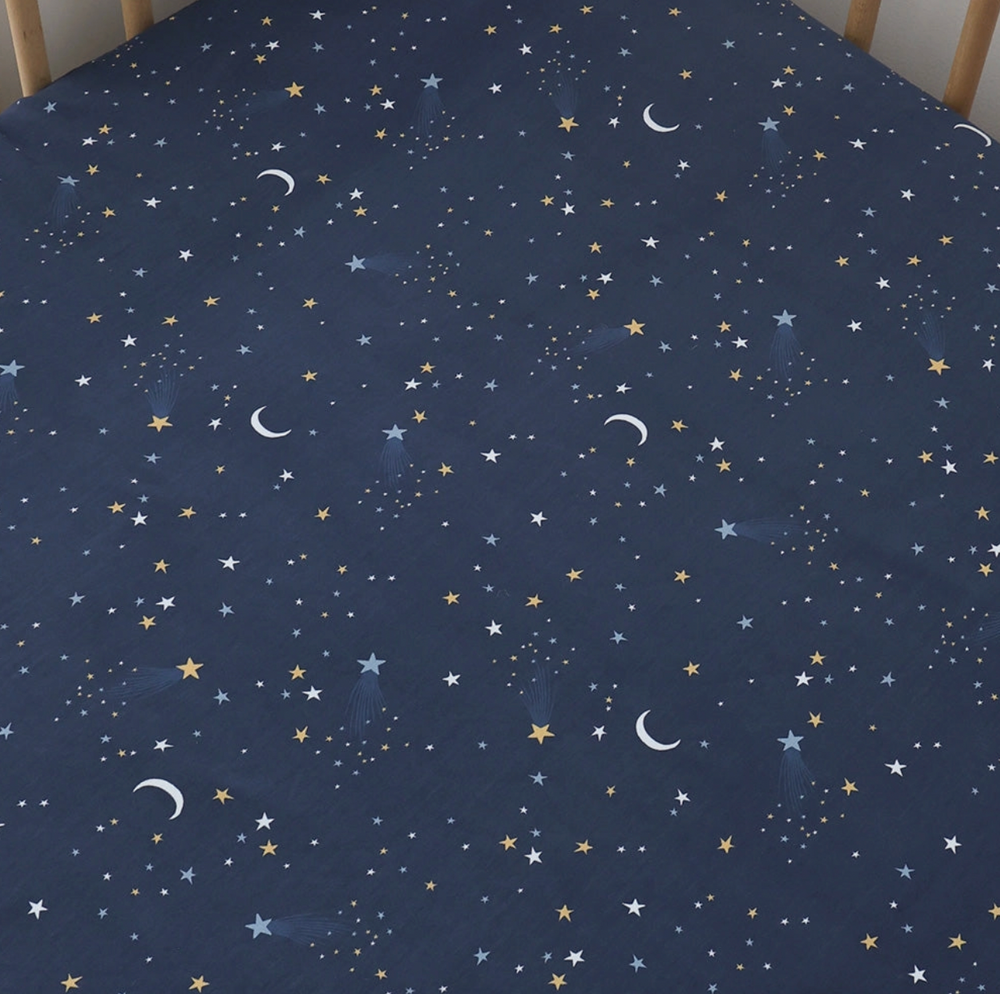 Starry Night Organic Fitted Cot Sheet - Snuggle Hunny