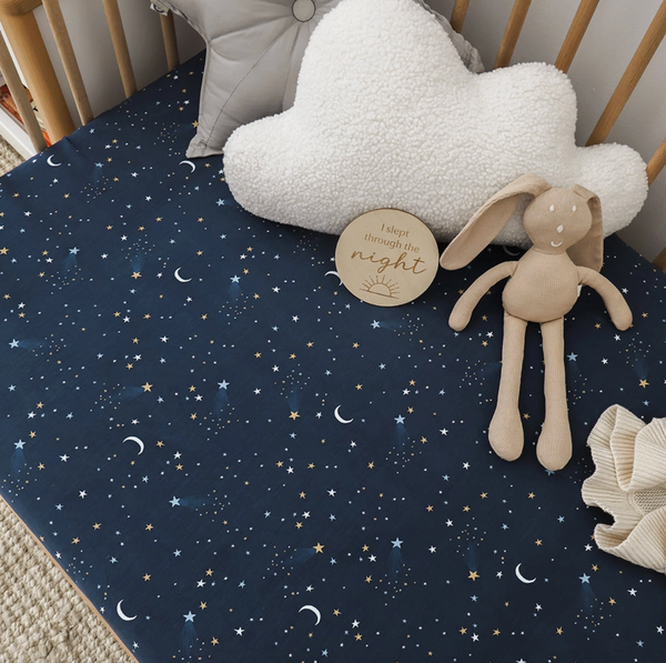 Starry Night Organic Fitted Cot Sheet - Snuggle Hunny