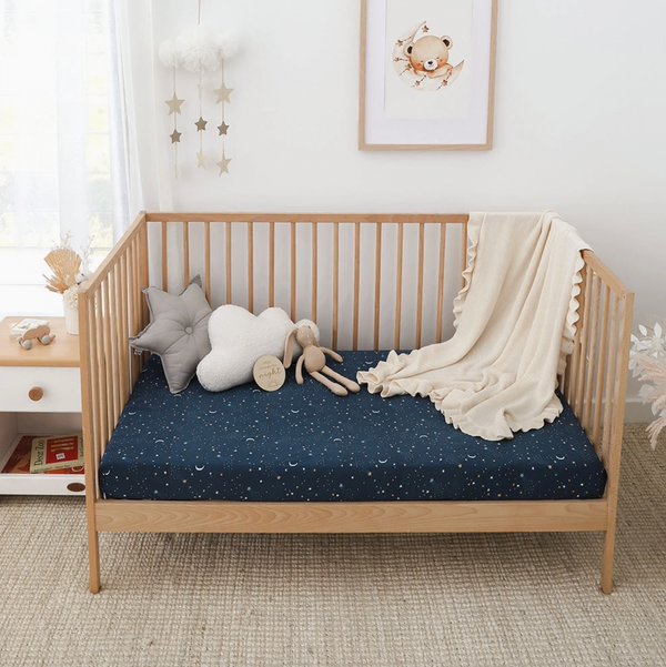 Starry Night Organic Fitted Cot Sheet - Snuggle Hunny
