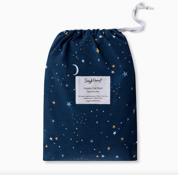 Starry Night Organic Fitted Cot Sheet - Snuggle Hunny