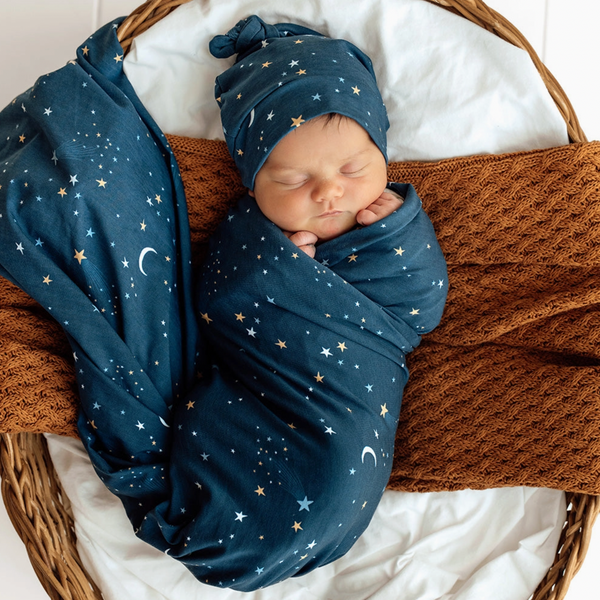Starry Night Organic Jersey Wrap & Beanie Set - Snuggle Hunny