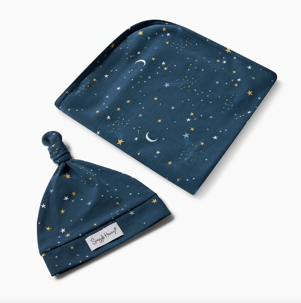 Starry Night Organic Jersey Wrap & Beanie Set - Snuggle Hunny