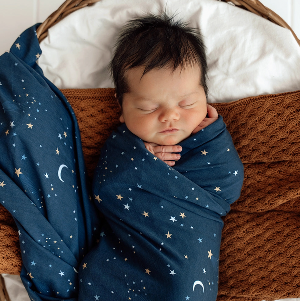 Starry Night Organic Jersey Wrap & Beanie Set - Snuggle Hunny