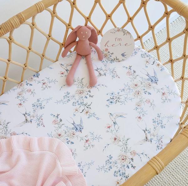 Sweet Swallows Organic Bassinet Sheet / Change Pad Cover - Snuggle Hunny