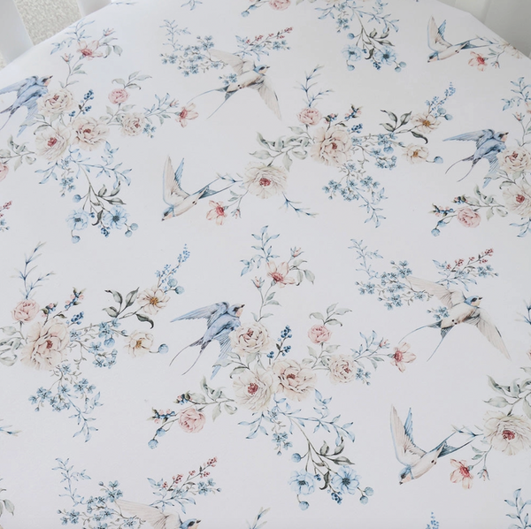 Sweet Swallows Organic Fitted Cot Sheet - Snuggle Hunny