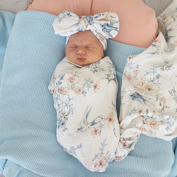 Sweet Swallows Organic Muslin Wrap - Snuggle Hunny
