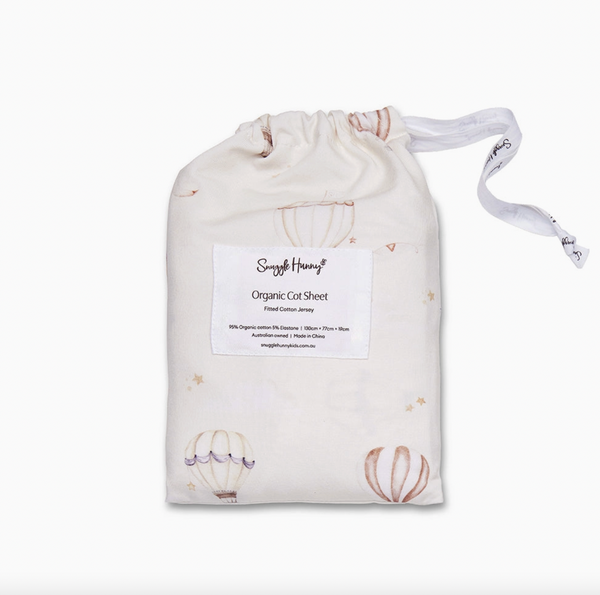 Up & Away Organic Fitted Cot Sheet - Snuggle Hunny