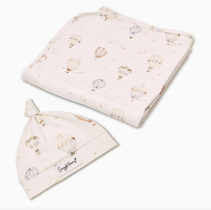 Up & Away Organic Jersey Wrap & Beanie Set - Snuggle Hunny