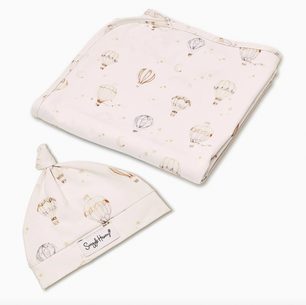 Up & Away Organic Jersey Wrap & Beanie Set - Snuggle Hunny