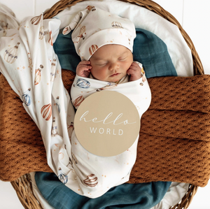 Up & Away Organic Jersey Wrap & Beanie Set - Snuggle Hunny
