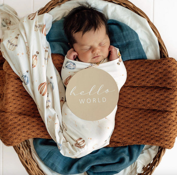 Up & Away Organic Jersey Wrap & Beanie Set - Snuggle Hunny