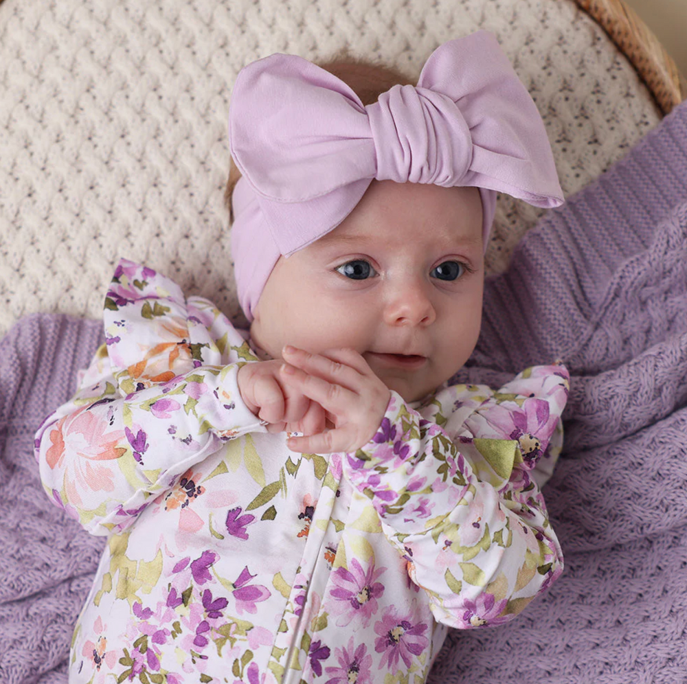Lilac Organic Oversized Bow - Snuggle Hunny