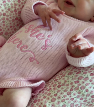 She's Here Knit Romper Pink - Confetti Kidz