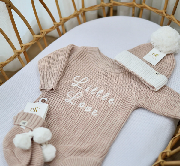 Little Love Knit Romper Biscotti - Confetti Kidz