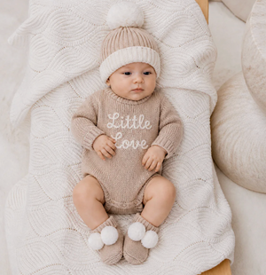 Little Love Knit Romper Biscotti - Confetti Kidz