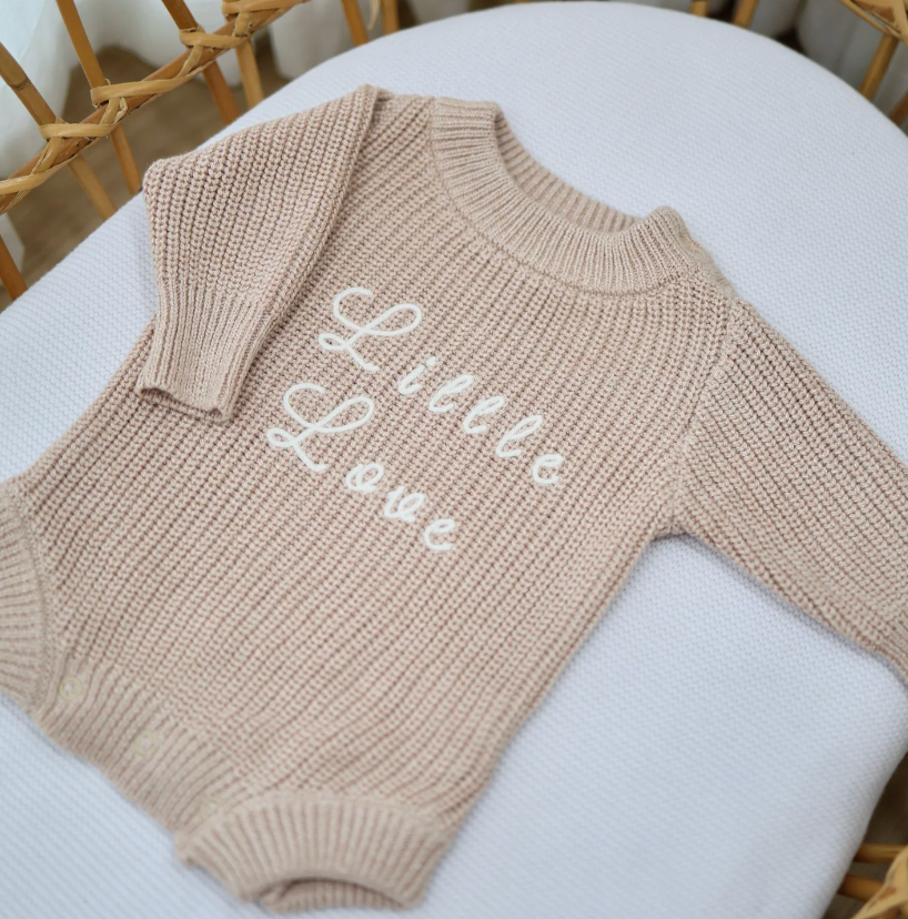 Little Love Knit Romper Biscotti - Confetti Kidz
