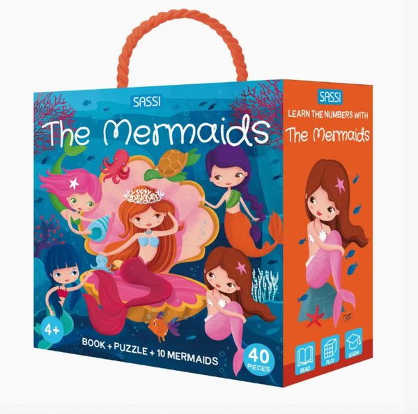 3D Puzzle and Book Set - Learn Numbers Mermaids - Sassi