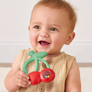 Bitzy Shake - Silicone Teether with Rattle - Cherries - Itzy Ritzy