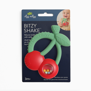 Bitzy Shake - Silicone Teether with Rattle - Cherries - Itzy Ritzy