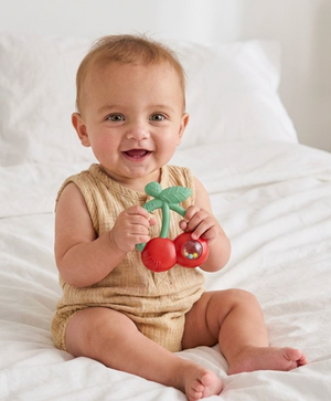 Bitzy Shake - Silicone Teether with Rattle - Cherries - Itzy Ritzy
