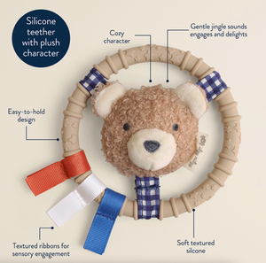 Itzy Ring Pal Silicone Teething Ring - Taupe Bear - Itzy Ritzy