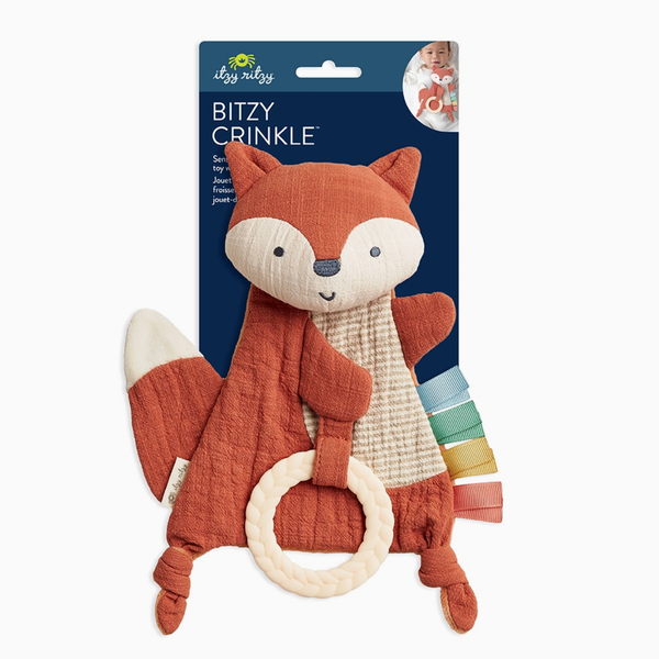 Fox Bitzy Crinkle Sensory Toy with Teether - Itzy Ritzy