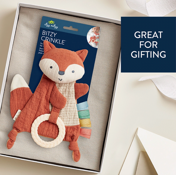 Fox Bitzy Crinkle Sensory Toy with Teether - Itzy Ritzy
