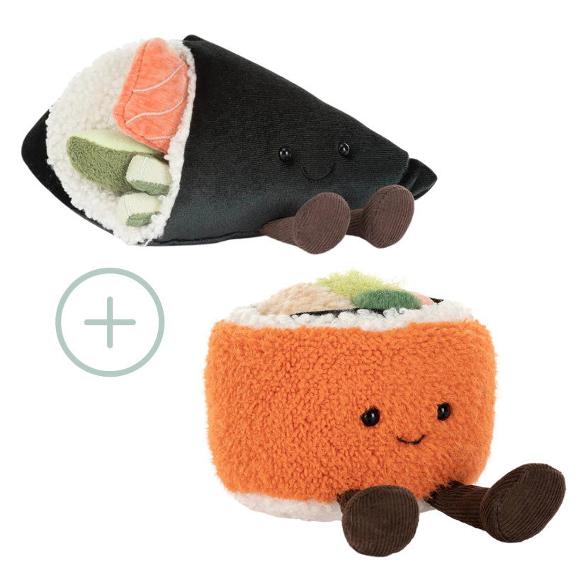 BUNDLE: Amuseables Coneroi Temaki + Amuseables Codhi Californian Roll - Jellycat