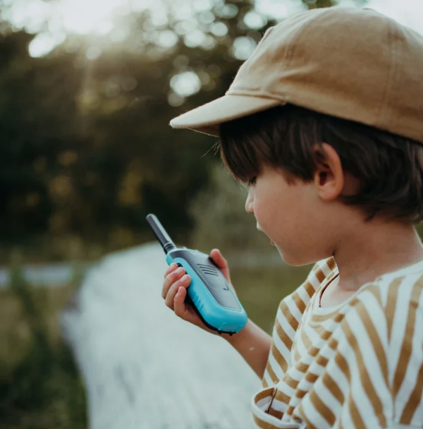 KidyTalk Long Range Walkie Talkies - Natural/Cyan - KidyWolf