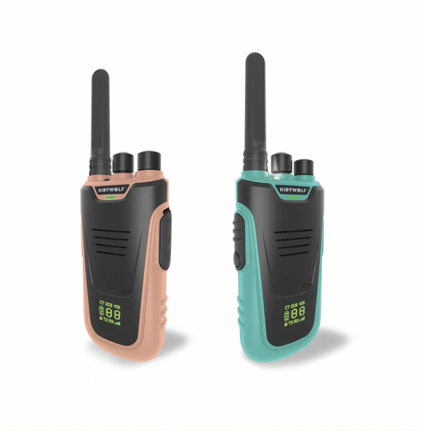 KidyTalk Long Range Walkie Talkies - Natural/Cyan - KidyWolf
