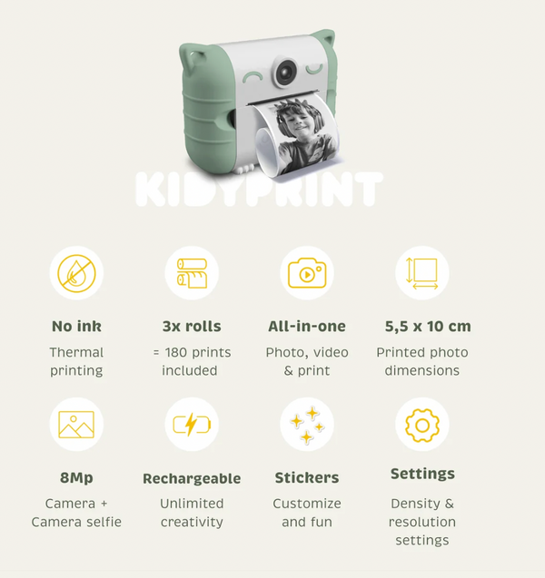 KidyPrint Thermal Printing Camera - Green - KidyWolf