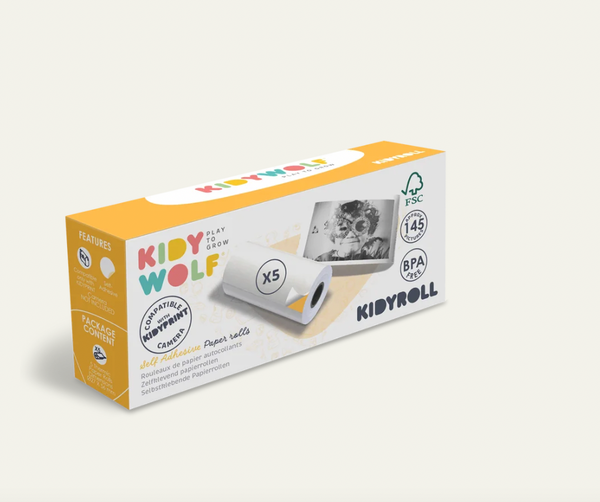 KidyRoll Thermal Paper - Self Adhesive Paper Refill - Kidywolf