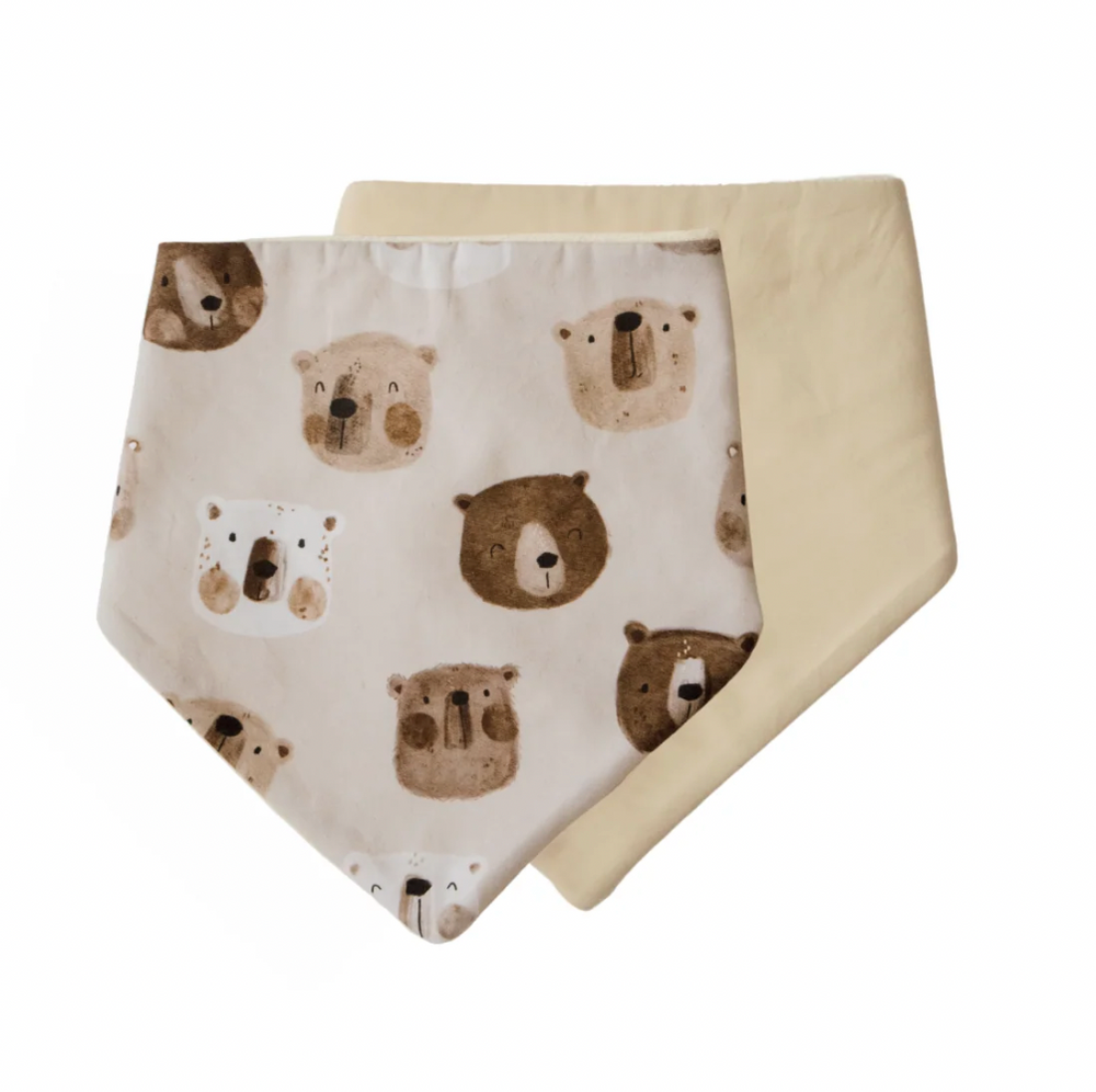 Bandana Bibs - Bear in There & Oat - 2 pack - Bambella Designs