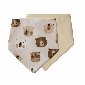 Bandana Bibs - Bear in There & Oat - 2 pack - Bambella Designs
