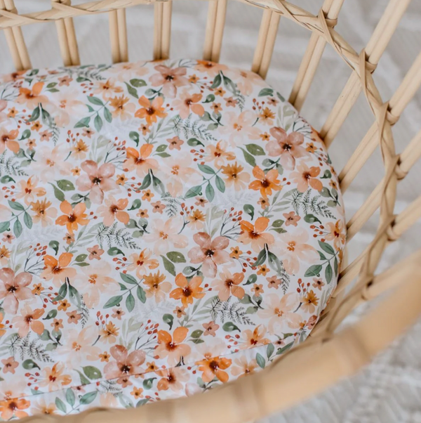 Small Oval/Moses/Snoo Fitted Waterproof Sheet | Bloom - Bambella Designs