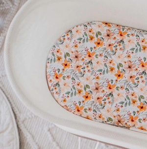 Small Oval/Moses/Snoo Fitted Waterproof Sheet | Bloom - Bambella Designs